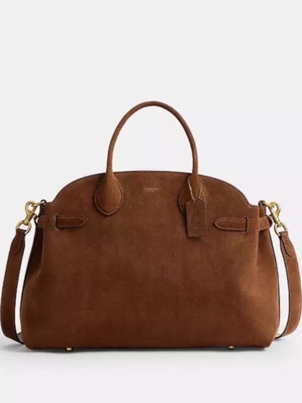 NWT COACH Soft Empire Carryall 40 Tote Bag Purse Suede Warm Brown - Picture 1 of 8